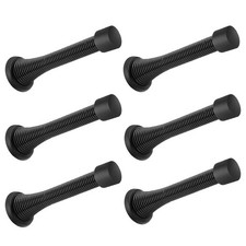 6 Pack Spring Door Stopper Black- 3-1/4" Flexible Spring Door Stops with Blac...