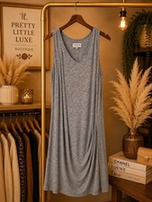 FIRTH Heather Grey Draped V-Neck Sleeveless Cocoon Mini Dress Medium