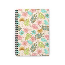 Tropical Leaves Pattern, Spiral Notebook, Lined Journal Gift For Student