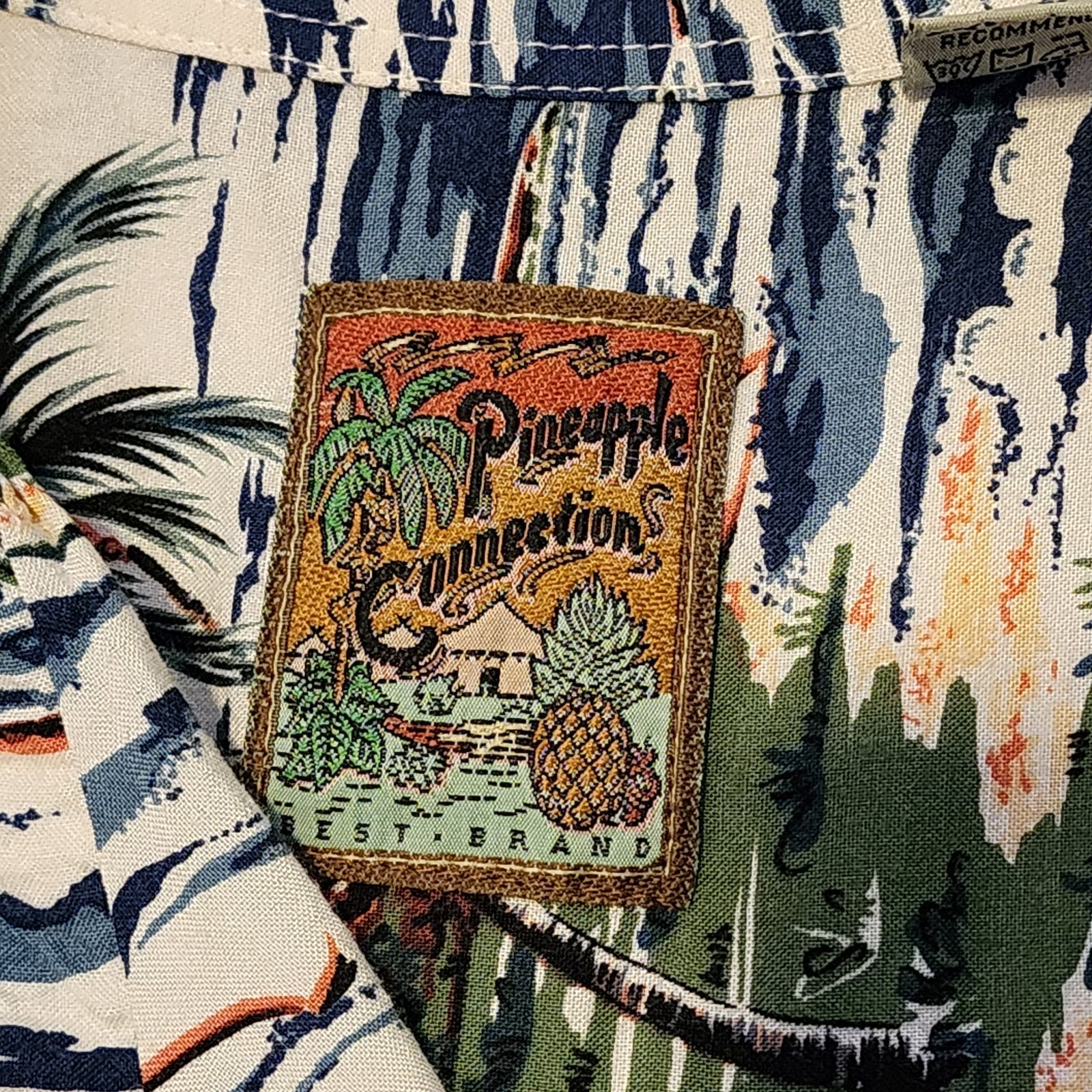 Pineapple Connection Button Down Palm Tree Motif … - image 4