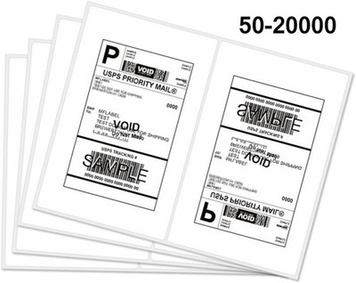 50-20000 Premium 8.5x5.5 Shipping Labels 2-Up Round Corner Half Sheet Self Adhes