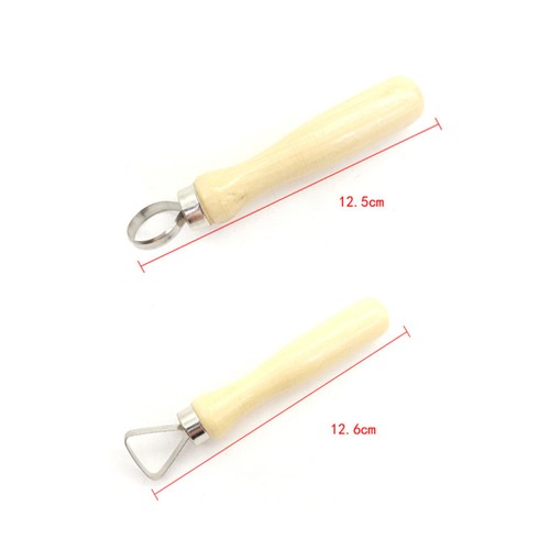 10 PCS Set Pottery Sculpting Tool Set Stainless Steel Wooden Thick Handle Flat - Picture 12 of 12