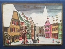 10792 Cartolina Tematica Buon Natale Paese Innevato e Bambini 1967