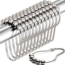 Shower Curtain Hooks Rust Proof, Stainless Steel Shower Curtain Rings - anti Sli