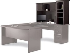 Realspace Broadstreet 65”W Hutch for U-Shaped Desk 3289176 - Walnut