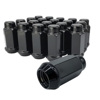 32 Black 14x2 Extra Long Acorn Truck Lug Nuts- 3/4 Inch, 19mm Hex-1.9 Inch Tall