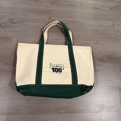 LL Bean Mini Boat Tote Bag Green Canvas LL Bean 100 Years