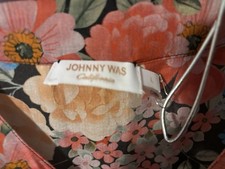 Johnny Was Black with Floral Swim Coverup Caftan Size L NWT