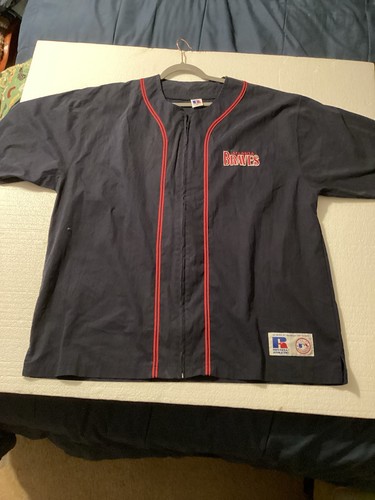 Vintage Men’s Atlanta Braves Russell Athletics Warmup Jacket Short Sleeve Zipper