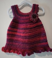 crochet handmade baby girls dress 3-6 months wine red purple new USA made