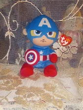 TY Beanie Babies 6" CAPTAIN AMERICA Marvel Stuffed Animal Plush Toy - Brand NEW