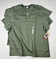 Cherokee Workwear Originals Unisex Traditional XXL Olive Scrub Top 2-Pack NWT