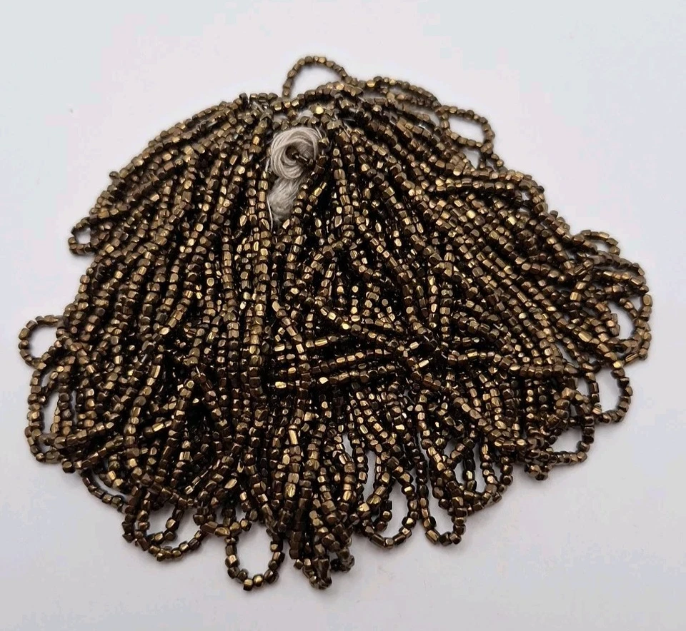 Lote de 3 cuentas de semillas de vidrio antiguas azules, marrones, morados Foto 4 de 4