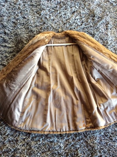 VINTAGE MINK FUR brown Bell Sleeve Bolero Jacket Coat M-L by JP Allen - Picture 5 of 8