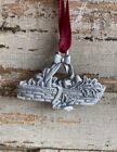 Longaberger Holly Basket Pewter Christmas Ornament Tie-on