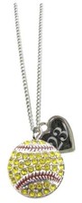 Custom Softball Crystal Silver Necklace Jewelry Jersey Numbers 50-99 Available