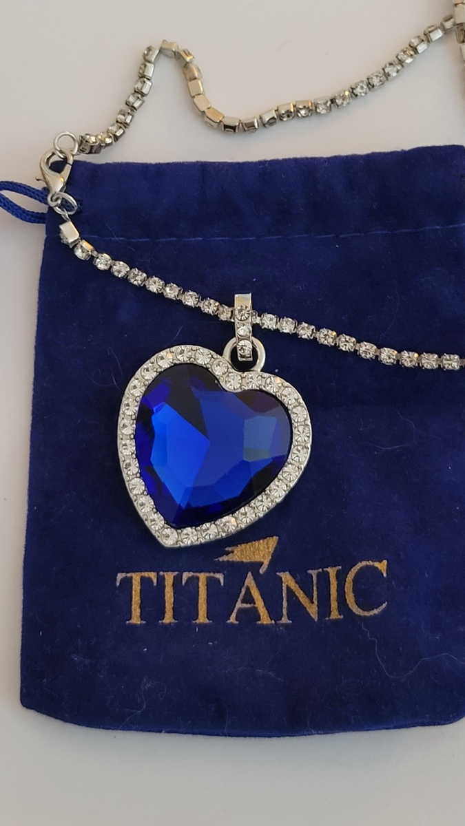 Titanic Movie Blue Heart of the Ocean Pendant CZ Rhinestone 18