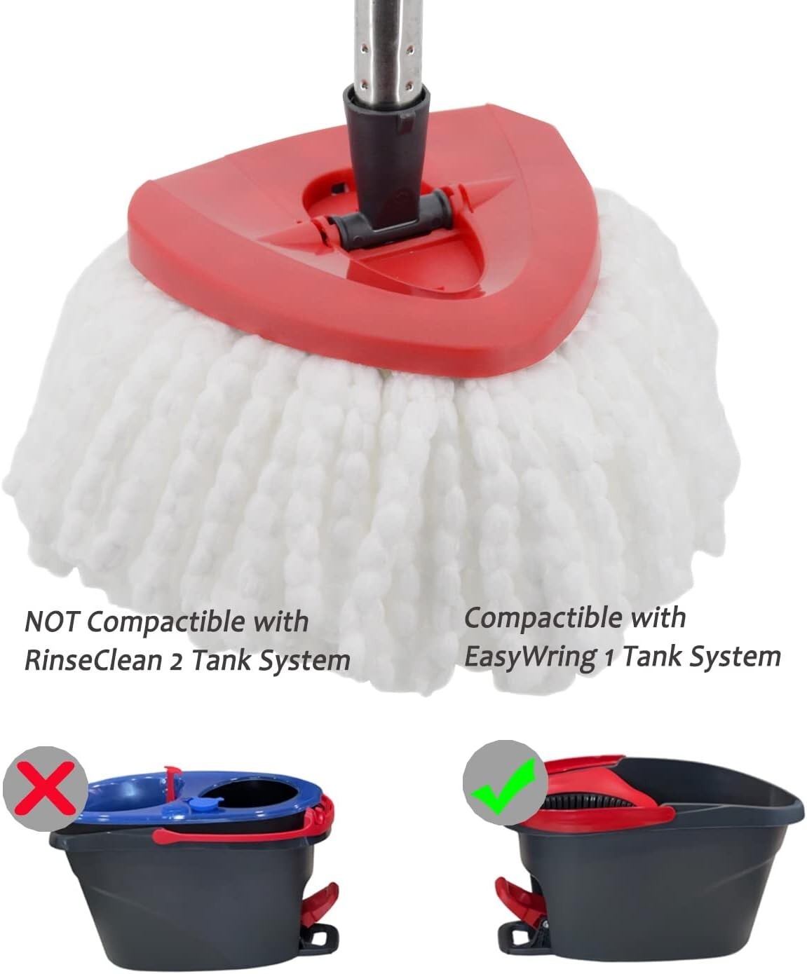 Premium 4-Pack Microfiber Mop Refills & Extra Base - Safe for All Hard Floors