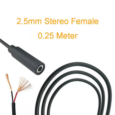 10pcs 25cm Stereo Audio AUX Cord 2.5mm Female Jack 3pin Wire DIY Pigtail Cable