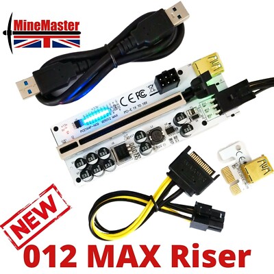 PCI-E 1x to 16x GPU Riser for Mining Crypto - New Version 012 MAX - UK Stock!