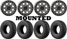 Kit 4 EFX MotoRally Tires 30x10-15 on System 3 SB-7 Beadlock Gray Narrow TER