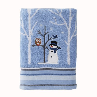 Christmas/Gift Winter Friends Snowman Bath Towel, Blue
