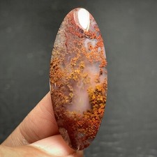 Scenic Moss Agate Cabochon 38x15x5mm High Quality 25 ct