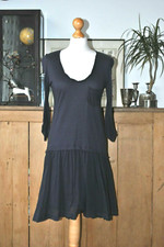 Wrap London Grey Cotton Blend Jersey Fit & Flare Dress 3/4 Sleeve Size 10