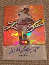 LUIS ORTIZ 2014 Leaf Valiant AUTOGRAPH Orange Prismatic #20/50 Rangers Orioles