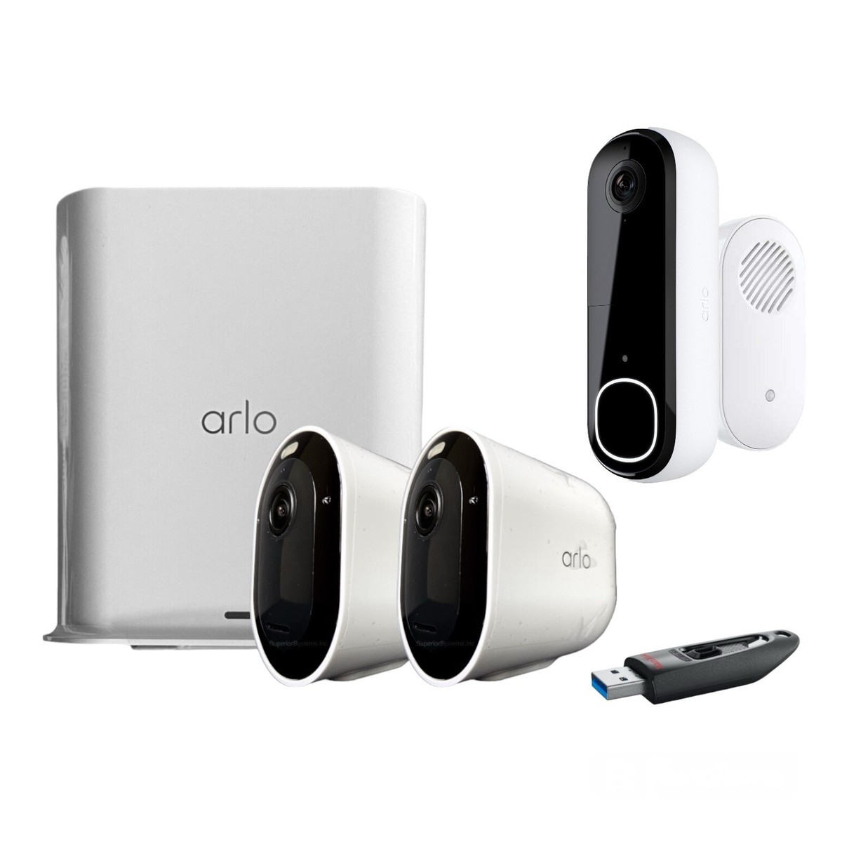 美品　Arlo Pro 4 2K 防犯カメラ2個セット Arlo Pro 4 Wireless 2K 3 Camera Security System Wireless Video