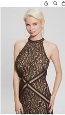 New GUESS Lisa Lace Dress Size S Brown