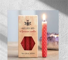 Set of 6 Red Beeswax Spell Candles
