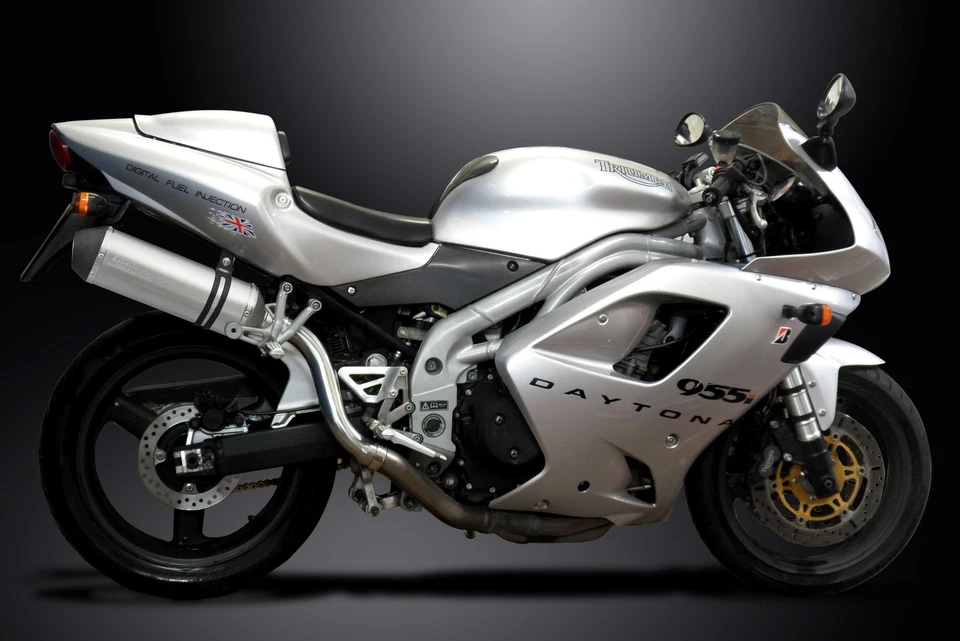 Kit silenciador de escape Triumph Daytona 955i 2001-2006 sin cordones 13,5" X-Oval Titanium Foto 3 de 4