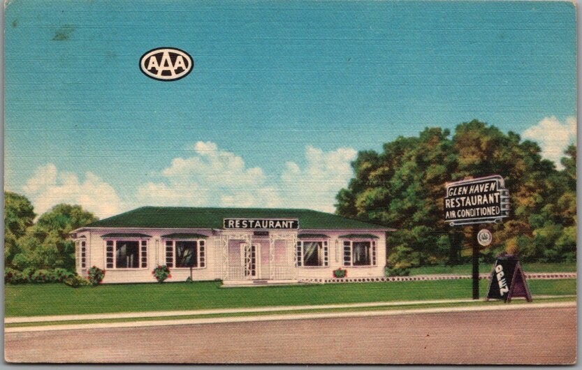 Glennville, Postcard GLEN HAVEN RESTAURANT "Home of the Tomato