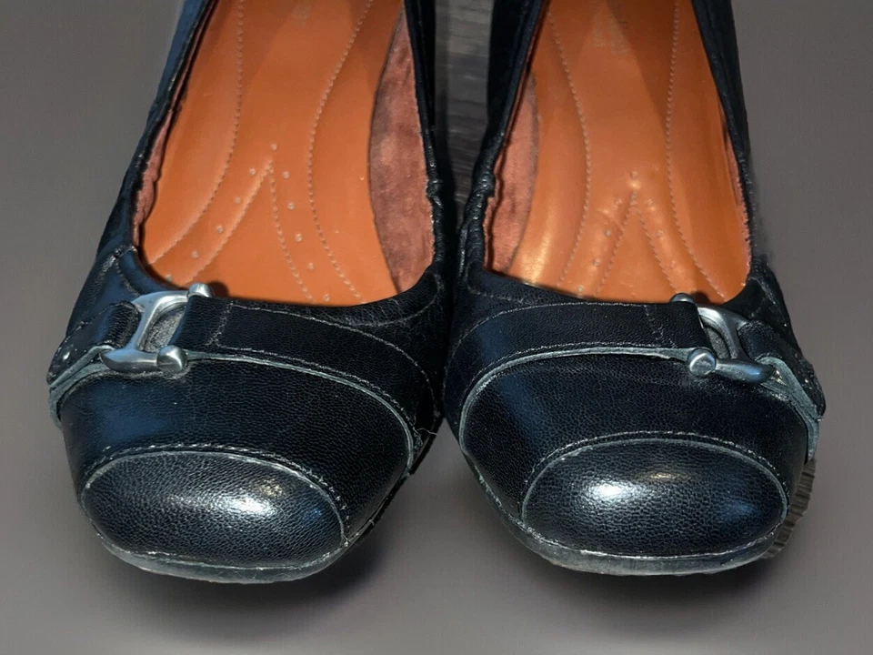 Naturalizer 11M Cuero Negro N5 Cómodo Cuña Puntera Cuadrada Arco y Talón Soporte Foto 4 de 4