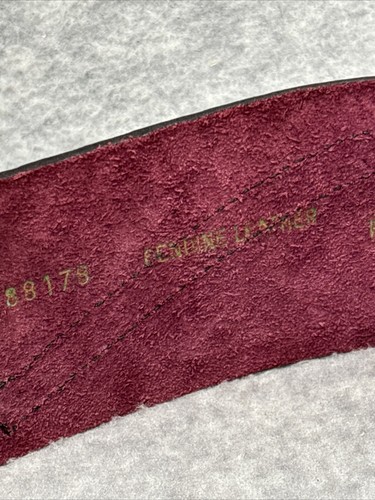 Gail Labelle Gürtel Vintage 80er breit burgund strukturiert Art to Wear silber Frankreich Boho - Bild 7 von 17