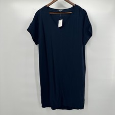 Madewell Novel Shift Dress Womens XS Navy Blue NWT Viscose Light Weight Coastal