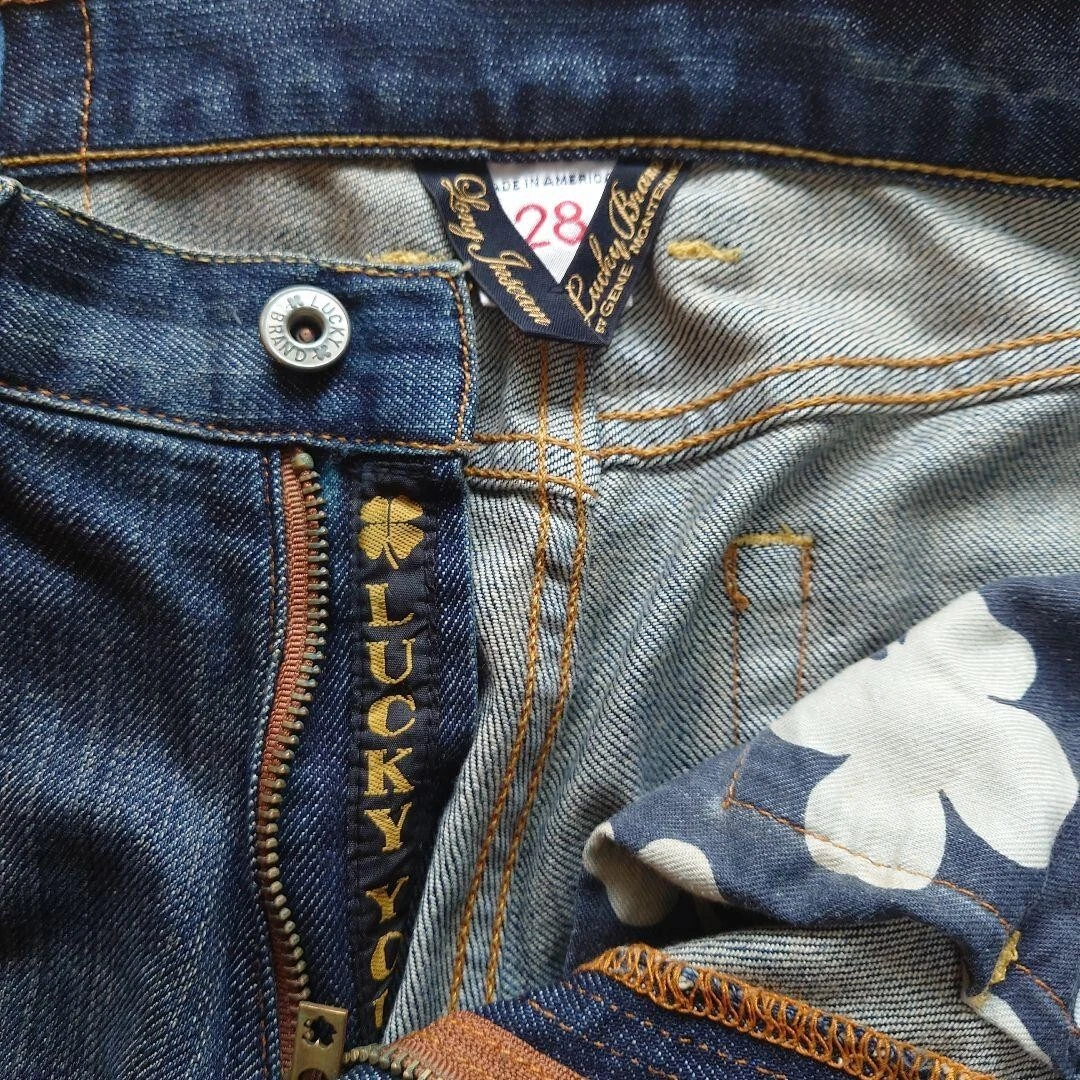 DENIM JEANS LUCKY BRAND Straight Jeans Vintage Blue Denim Pants W:31  Insem:35