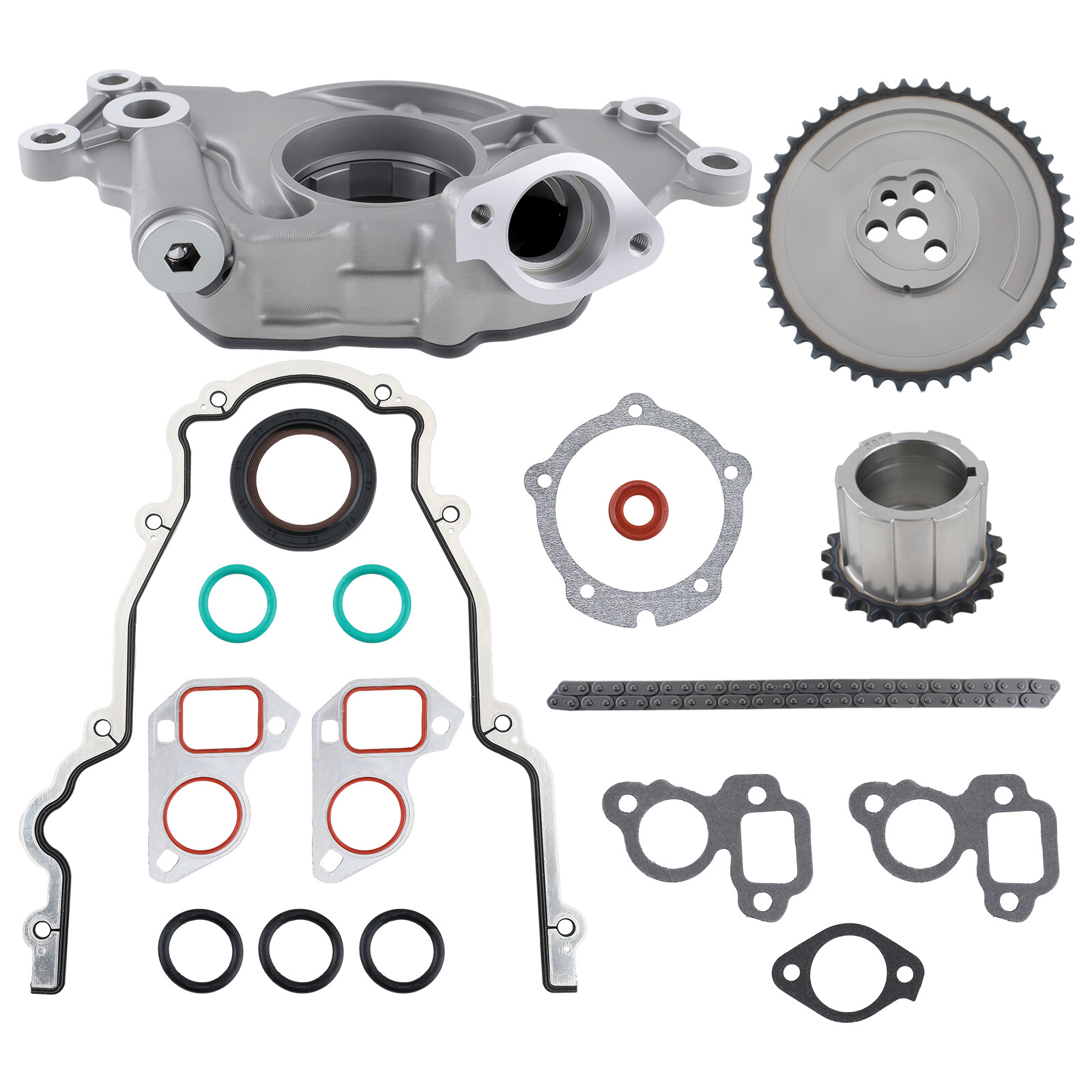 High Volume Oil Pump Change Kit + Gaskets Timing Chain Kit for GM LS 5.3L 6.0L