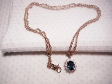 VINTAGE RHINESTONE NECKLACE ~ WHITE & SAPPHIRE BLUE RHINESTONES.