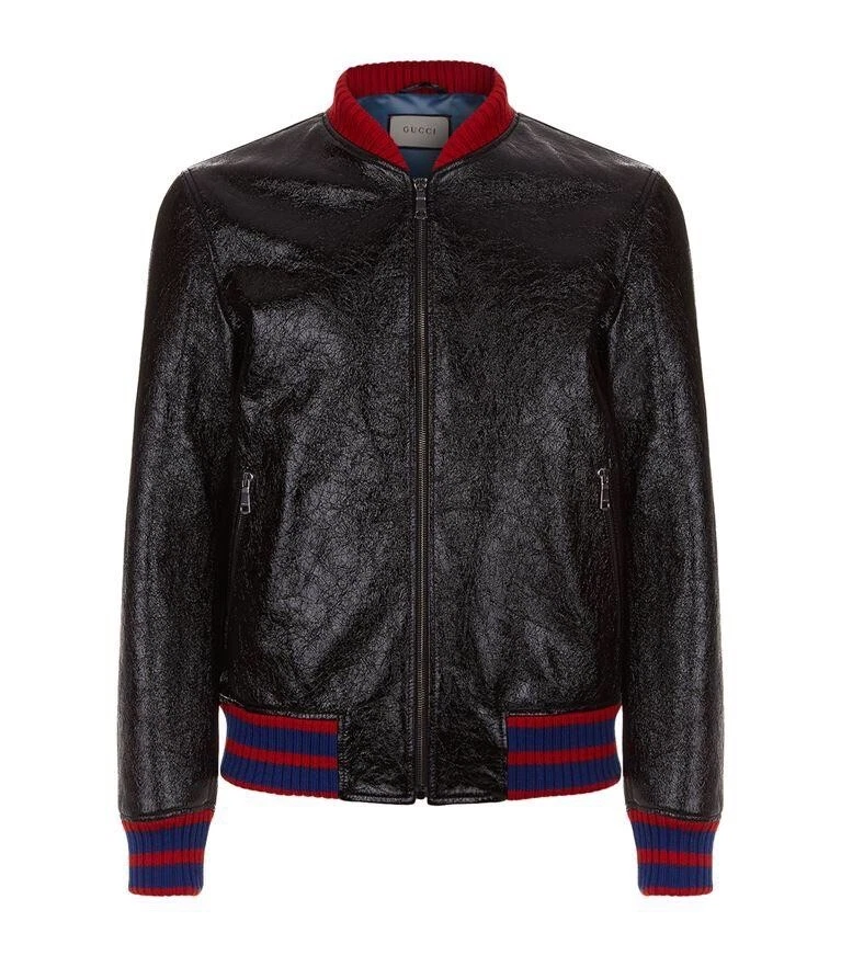 Bomber rete in pelle di capra incrinata nuovo con etichette Gucci ""Biddenden Road"" 48EU 38US $4950 00
