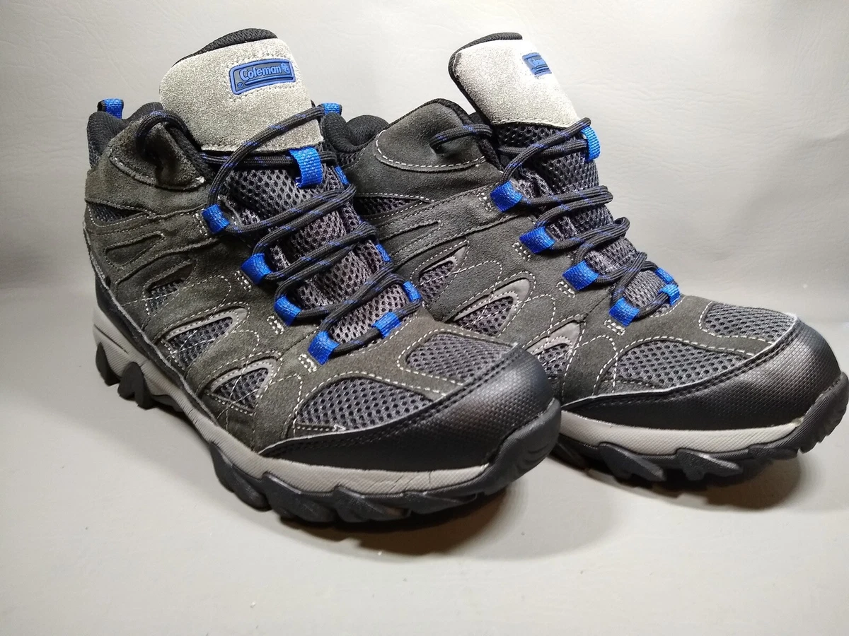 Men s 10 M Coleman Hiking Boot Boots Shoe Grey Blue Black Waterproof Leather