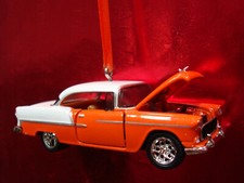  NEW CLASSIC  1955 55 CHEVROLET BEL AIR ORANGE WHITE CHRISTMAS ORNAMENT