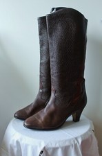 Vintage SALAMANDER Echtleder gemustert STIEFEL 38 Wadenhoch Boot Braun Schuhe