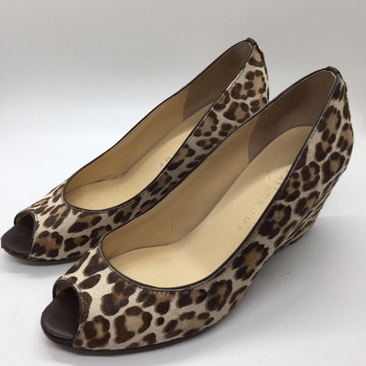 Ivanka Trump Leela Leopard Print Cow Hair Wedge Heel Shoe Size 6M