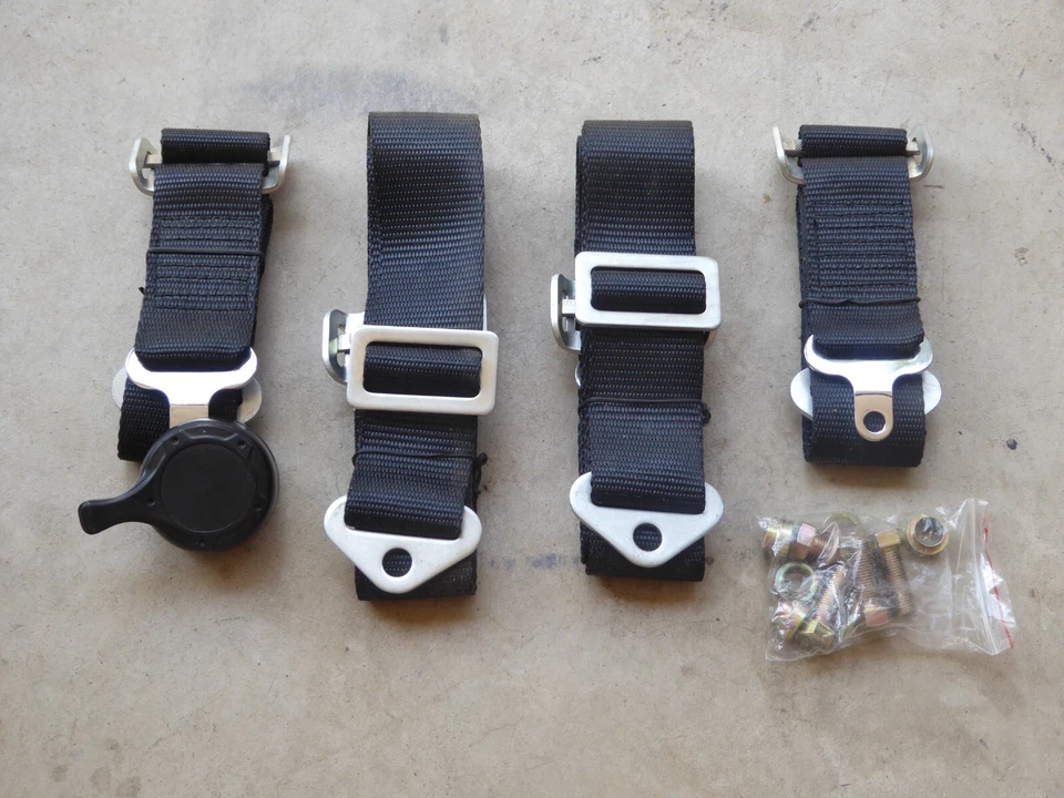 Juego de arnés de asiento de carreras negro Camlock de 4 puntos Spec-D RSB-4PTBLK-RS Foto 4 de 4