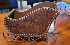 Christmas Holiday 14x8" Wooden Santa Sleigh/Sled;Metal Accents;Centerpiece/DECOR