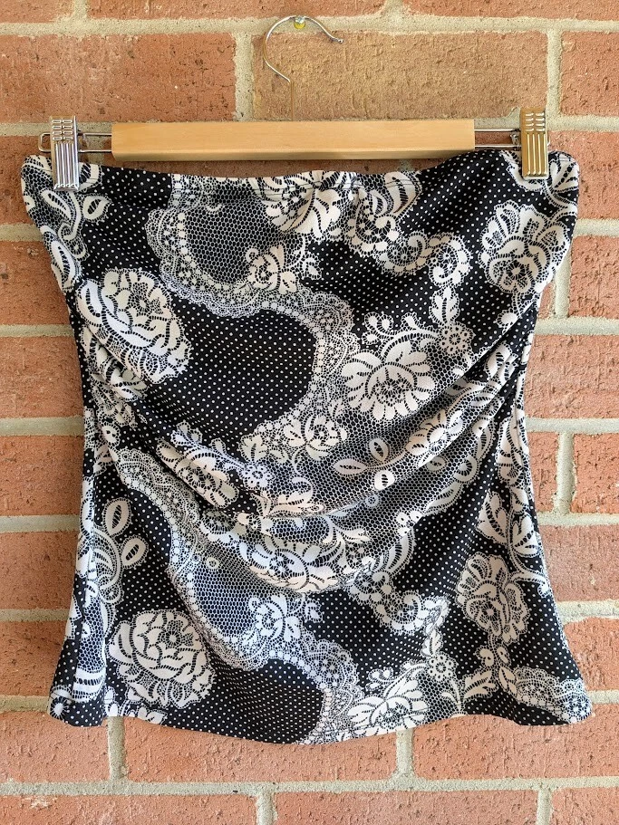 Womens Top Y2K Strapless Floral Corset Size L Coquette Romantic Whimsygoth USA - Image 2 of 4