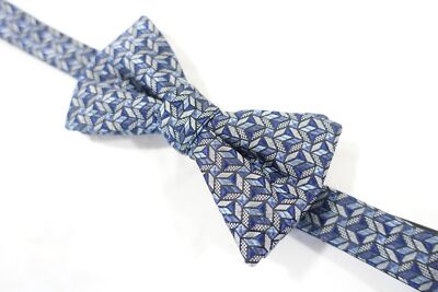 ALFANI 3D GEOMETRIC PATTERN BLUE ADJUSTABLE NECK BLACK BOW TIE MENS NEW