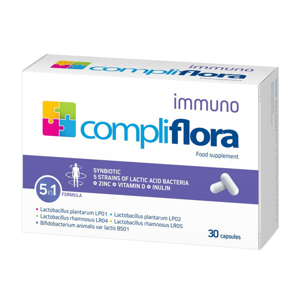 COMPLIFLORA IMMUNO Immune System Supplement 30 Capsules 5in1 Zinc Vitamin D